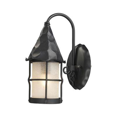 ELK Rustica 1 Light Wall Sconce In Matte Black And Scavo Glass - 381-BK