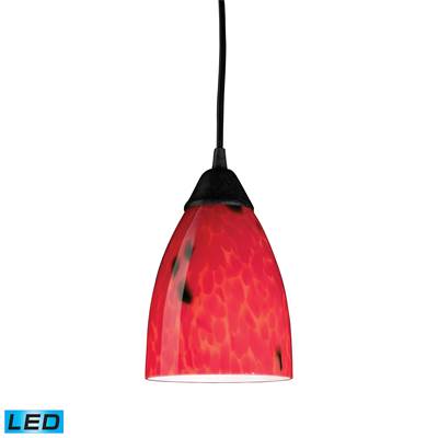 ELK Classico 1 Light LED Pendant In Dark Rust And Fire Red Glass - 406-1FR-LED