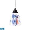 ELK Classico 1 Light LED Pendant In Dark Rust And Mountain Glass - 406-1MT-LED