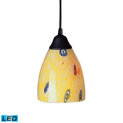 ELK Classico 1 Light LED Pendant In Dark Rust And Yellow Blaze Glass - 406-1YW-LED