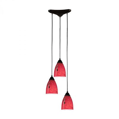 ELK Lighting Classico 3 Light Pendant In Dark Rust And Fire Red Glass - 406-3FR