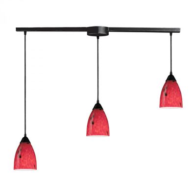 ELK Lighting Classico 3 Light Pendant In Dark Rust And Fire Red Glass - 406-3L-FR