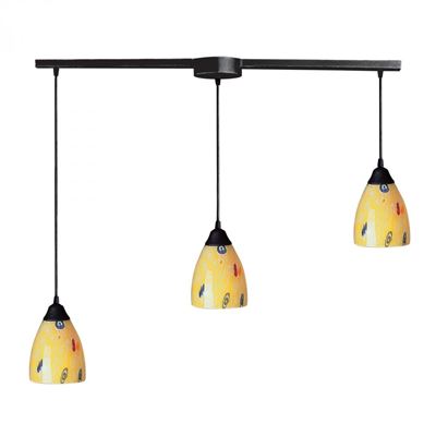 ELK Lighting Classico 3 Light Pendant In Dark Rust And Yellow Blaze Glass - 406-3L-YW