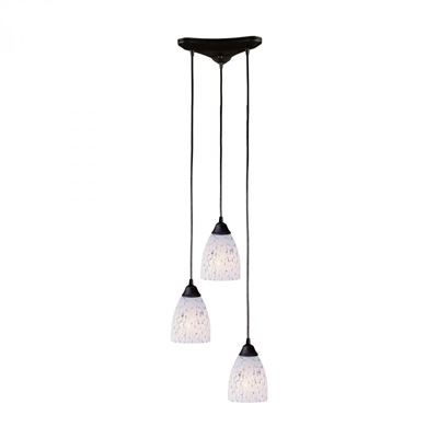 ELK Lighting Classico 3 Light Pendant In Dark Rust And Snow White Glass - 406-3SW