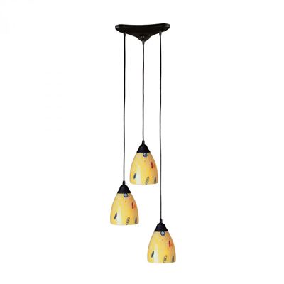 ELK Lighting Classico 3 Light Pendant In Dark Rust And Yellow Blaze Glass - 406-3YW