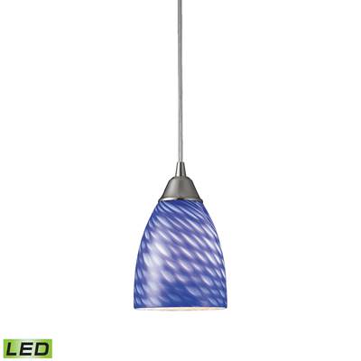 ELK Arco Baleno 1 Light LED Pendant In Satin Nickel And Sapphire Glass - 416-1S-LED