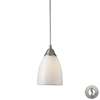 ELK Arco Baleno 1 Lt Pendant In Satin Nickel & White Swirl Glass w/ Adapter Kit - 416-1WS-LA