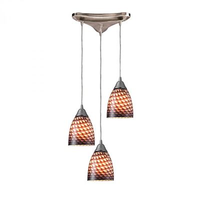 ELK Lighting Arco Baleno 3 Light Pendant In Satin Nickel And Coco Glass - 416-3C