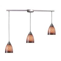 ELK Lighting Arco Baleno 3 Light Pendant In Satin Nickel And Coco Glass - 416-3L-C