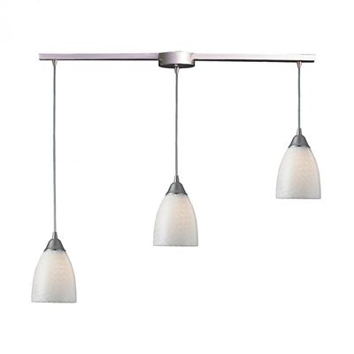 ELK Lighting Arco Baleno 3 Light Pendant In Satin Nickel And White Swirl Glass - 416-3L-WS