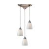 ELK Lighting Arco Baleno 3 Light Pendant In Satin Nickel And White Swirl Glass - 416-3WS