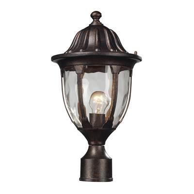 ELK Glendale 1 Light Outdoor Post Mount In Regal Bronze And Water Glass - 45005/1