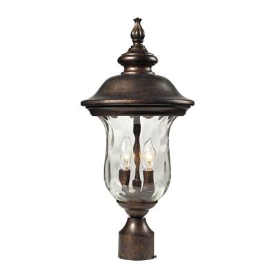 ELK Lafayette 2 Light Outdoor Post Lamp In Regal Bronze And Water Glass - 45023/2