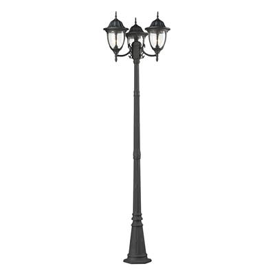 ELK Central Square 3 Light Outdoor Post Lamp In Textured Matte Black - 45089/3