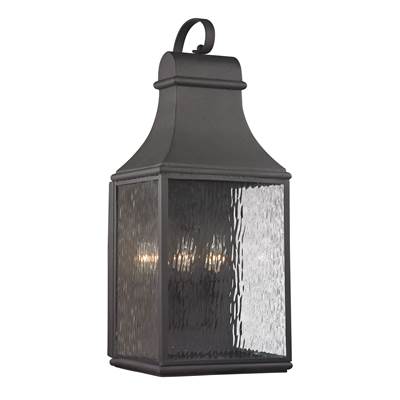 ELK Forged Jefferson 3 Light Outdoor Sconce In Charcoal - 47073/3