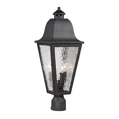 ELK Forged Brookridge 3 Light Outdoor Post Lamp In Charcoal - 47105/3