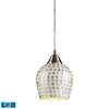 ELK Fusion 1 Light LED Pendant In Satin Nickel And Silver Glass - 528-1SLV-LED