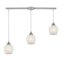 ELK Lighting Fusion 3 Light Pendant In Satin Nickel And White Glass - 528-3L-WHT