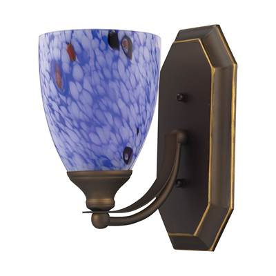 ELK Bath And Spa 1 Light Vanity In Aged Bronze And Starburst Blue Glass - 570-1B-BL