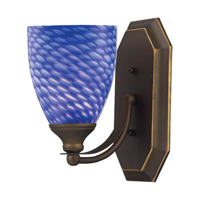 ELK Bath And Spa 1 Light Vanity In Aged Bronze And Sapphire Glass - 570-1B-S