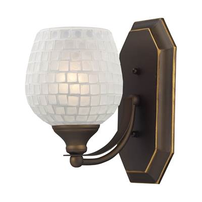 ELK Bath And Spa 1 Light Vanity In Aged Bronze And White Glass - 570-1B-WHT