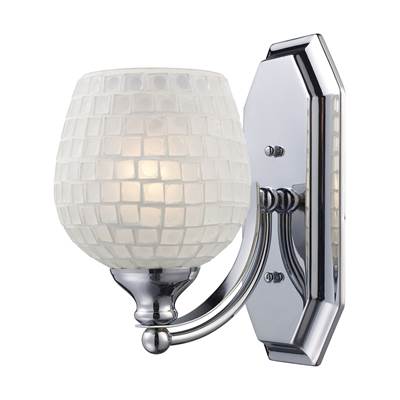 ELK Bath And Spa 1 Light Vanity In Polished Chrome And White Glass - 570-1C-WHT