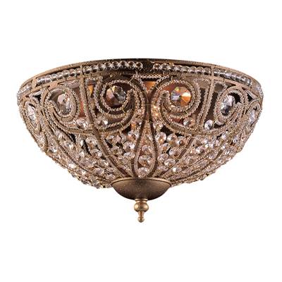 ELK Elizabethan 3 Light Flushmount In Dark Bronze And Crystal - 5962/3