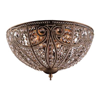 ELK Elizabethan 6 Light Flushmount In Dark Bronze And Crystal - 5963/6