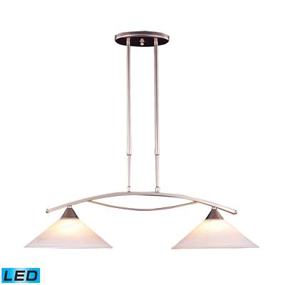 ELK Elysburg 2 Light LED Island In Satin Nickel And White Glass - 6501/2-LED