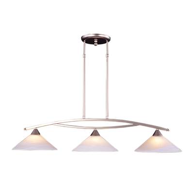 ELK Elysburg 3 Light Island In Satin Nickel And White Glass - 6502/3