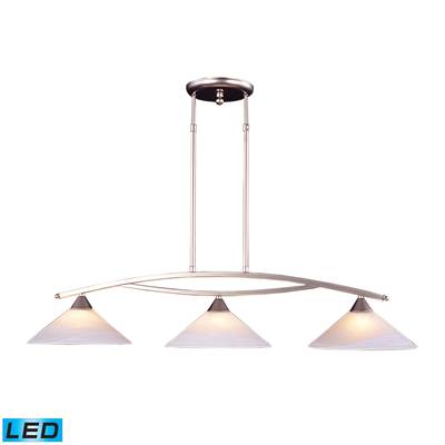 ELK Elysburg 3 Light LED Island In Satin Nickel And White Glass - 6502/3-LED