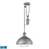 ELK Farmhouse 1 Light Adjustable LED Pendant In Aged Pewter - 65081-1-LED