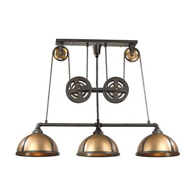 ELK Torque 3 Light Island In Vintage Rust And Brass - Vintage Rust,Vintage Brass - 65152/3