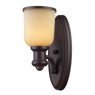 ELK Brooksdale 1 Light Wall Sconce In Oiled Bronze And Amber Glass - 66170-1