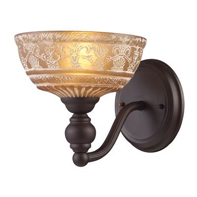 ELK Norwich 1 Light Wall Sconce In Oiled Bronze And Amber Glass - 66190-1