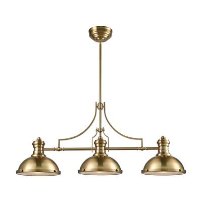 ELK Chadwick 3 Light Island In Satin Brass With Frosted Glass Diffusers - 66595-3