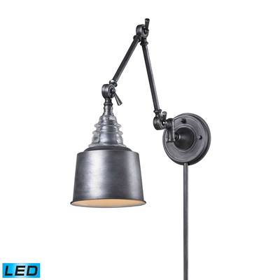 ELK Insulator Glass 1 Light LED Swingarm Sconce In Weathered Zinc - 66825-1-LED