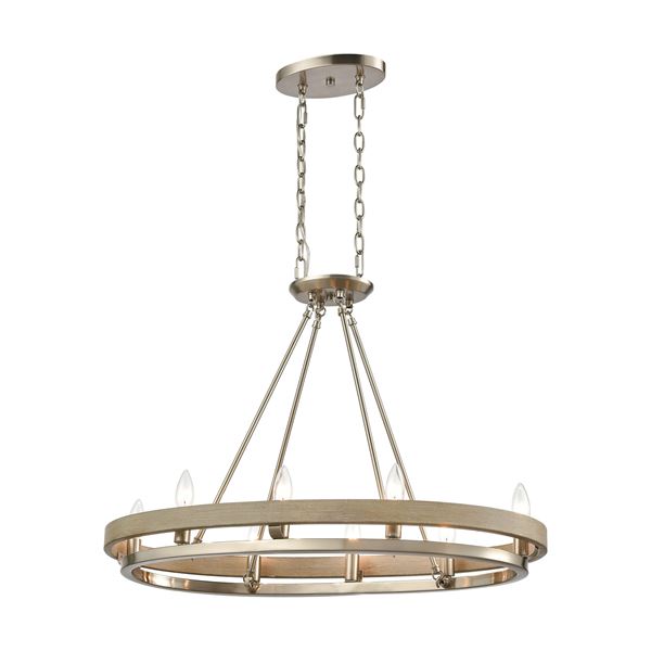 Elk Ramsey 8-Light Island Light - Satin Nickel, Beechwood - 75065/8