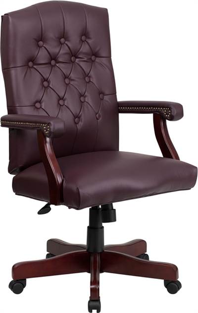 Martha Washington Burgundy Leather Executive Swivel Office Chair