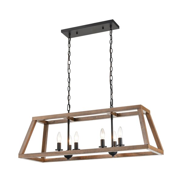 Elk Barrow 6-Light Island Light - Birchwood, Matte Black - 81417/6