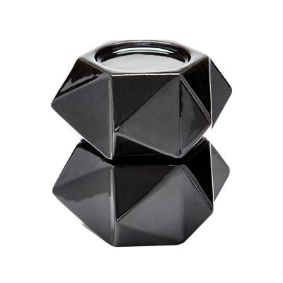 Large Ceramic Star Candle Holders In Black - Set of 2