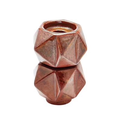 Small Ceramic Star Candle Holders In Russet - Set of 2