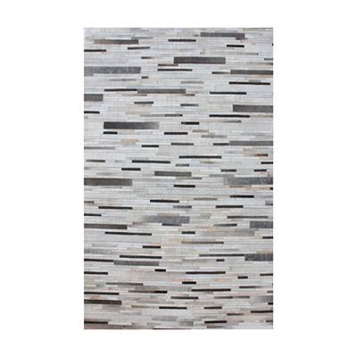 Dimond Joico Hand Stitched Leather Patchwork Rug 16x16 - Grey - 8905-374
