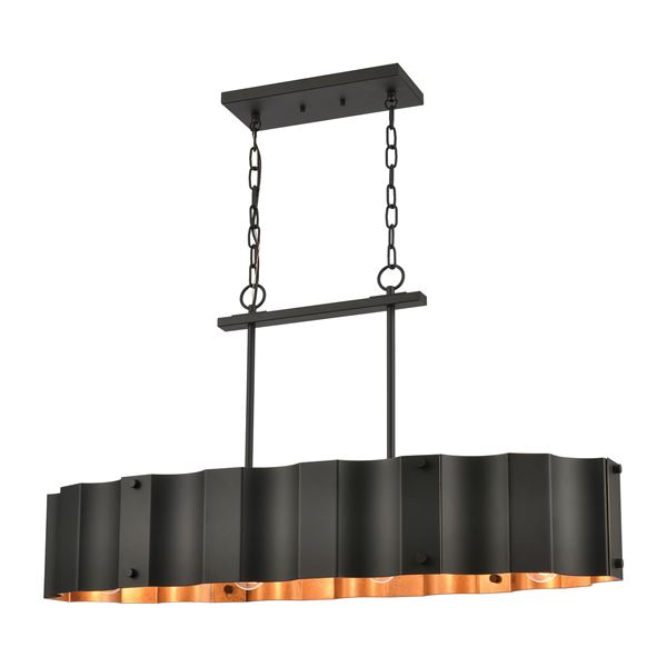 Elk Clausten 4-Light Island Light - Black, Gold - 89078/4