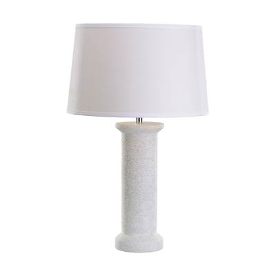 White Marble Rough Round Table Lamp