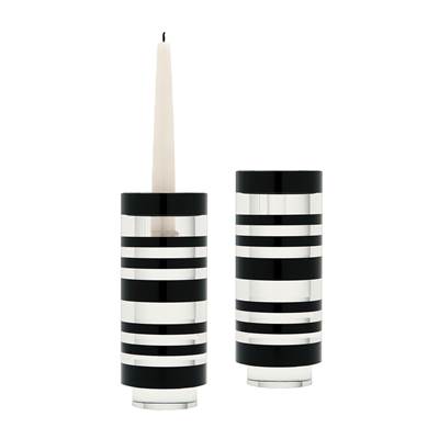 Small Sliced Tuxedo Crystal Candleholders - Set of 2