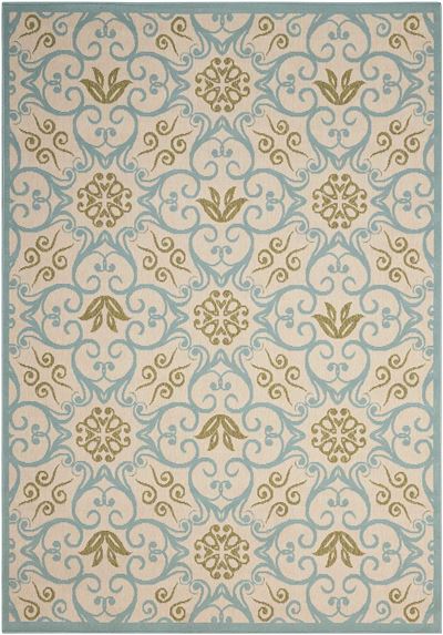 Caribbean Ivory Blue Indoor/Outdoor Area Rug