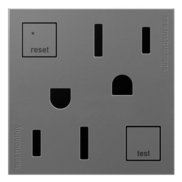 Legrand Adorne Tamper-Resistant GFCI Self-Test Outlet (15 Amp) - Magnesium - AGFTR2152M4