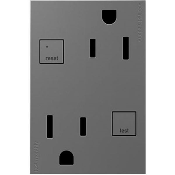 Legrand Adorne Tamper-Resistant GFCI Self-Test Outlet (15 Amp) 3-Module - Magnesium - AGFTR2153M4