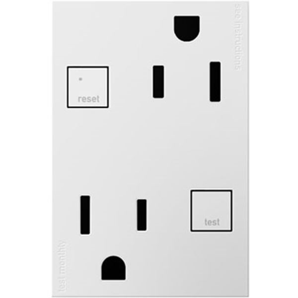 Legrand Adorne Tamper-Resistant GFCI Self-Test Outlet (15 Amp) 3-Module - White - AGFTR2153W4